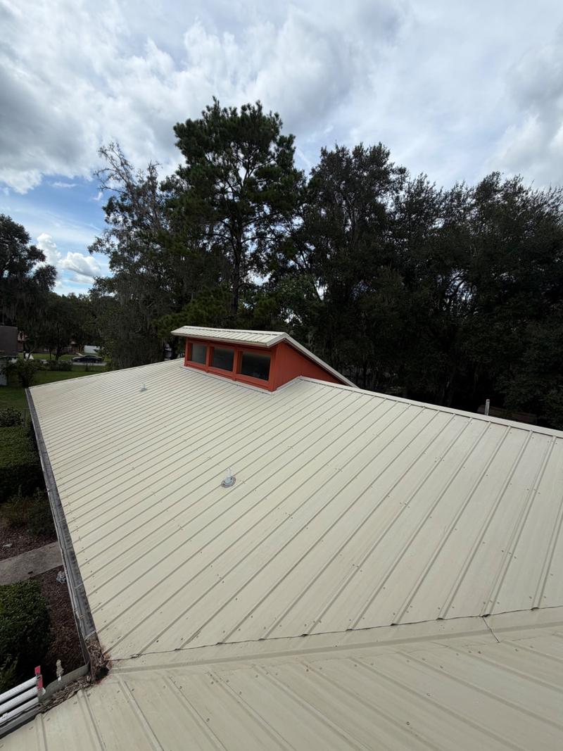 The same slopes after soft washing, both an even cream right up to the red dormer